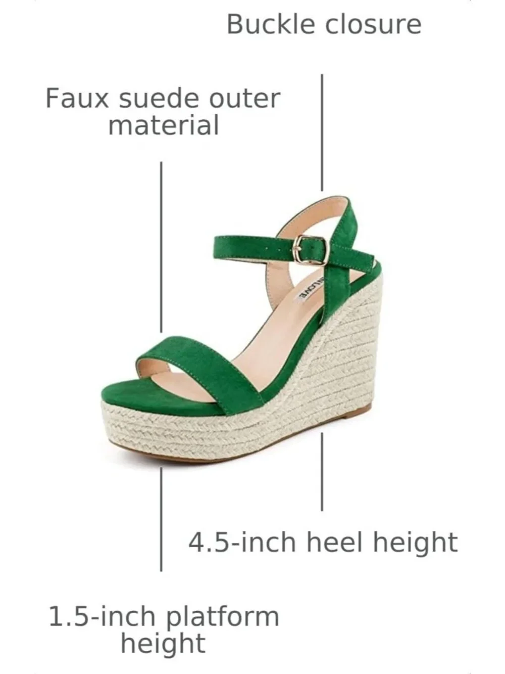 Women's Green Espadrille Wedge Sandals Platform Ankle Strap Open Toe Heels